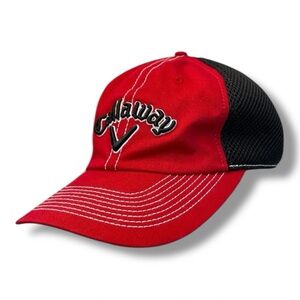 Callaway Pro Vent Golf Hat Red Black Mesh Adjustable Baseball Cap OSFM